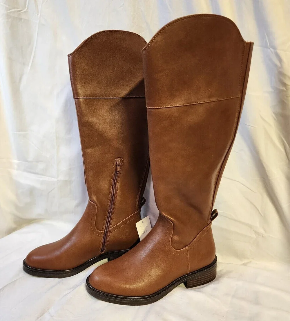 New A New Day Women's Brown Sienna Tall Riding Boots Round-Toe Size 6